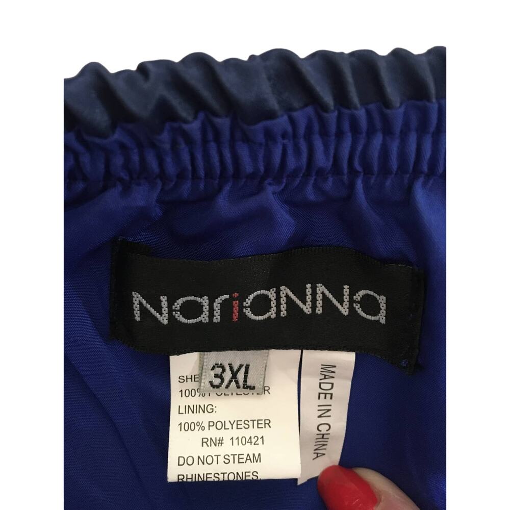 Narianna 3XL Strapless Pleated Sweetheart Neckline A-line Short Dress Navy Blue - Picture 4 of 6